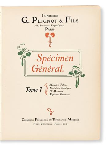 [SPECIMEN BOOK — FONDERIE G. PEIGNOT & FILS]. Specimen General. Tome I: Materiel, Filets, Fantaisies Classiques et Modernes, Vignettes,